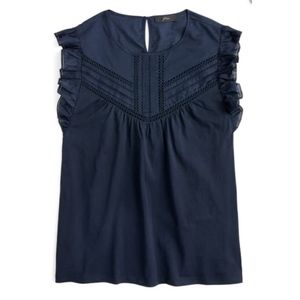 J. Crew Point Sur collection eyelet trim top